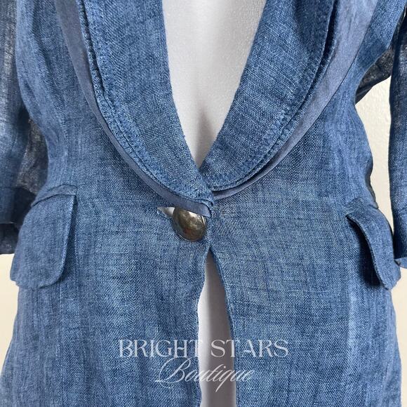 Rare Blue Linen Blazer Jacket ASO Serena Van Der Woodsen Gossip Girl Y2K - Picture 8 of 12
